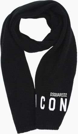 Dsquared2 ICON Solid Color Wool Blend Scarf with Contrasting Logo size Unica