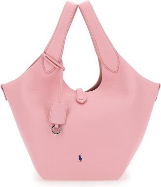 Polo Ralph Lauren Play Medium Pink Medium Handbag With Lock On The Front And Pony Detail In Leather For