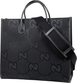 Gucci Black Gg Canvas Leather Tote Bag (Pre-Owned)