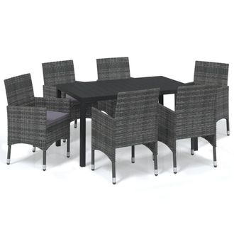 vidaXL Set De Muebles Jard&iacute;n 7 Pzas Con Cojines Rat&aacute;n Sint&eacute;tico Gris Vidaxl