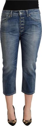 Dondup Elegante Mid-Waist Katoenen Denim Jeans - Dames - Cropped Jeans - Blauw - S - Katoen - Jeans