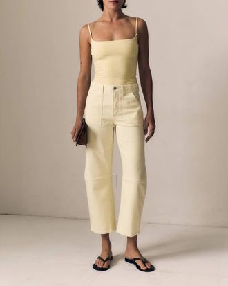LE JEAN Utility Soft Barrel Pants In Yellow