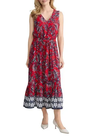 Jones New York Print Tie Waist Sleeveless Maxi Dress in Rogue Multi at Nordstrom, Size X-Small