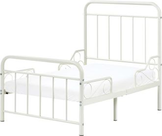 Beliani Extendable Bed Off-White Iron EU Single Size 3ft 90 x 130/160/200 cm with Slatted Base Modern ANAIS