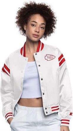 Starter Womens Starter Cream Kansas City Chiefs Full Count Full-Snap Satin Jacket at Nordstrom, Size Xx-Large
