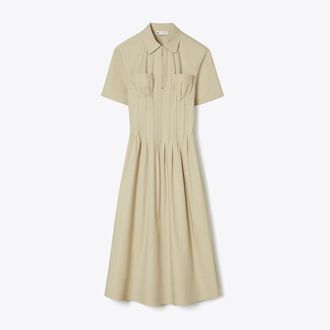 Tory Burch Womens Poplin Pleat-Waist Dress, size 14