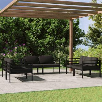 vidaXL Set Muebles De Jard&iacute;n 6 Pzas Y Cojines Aluminio Gris Antracita Vidaxl