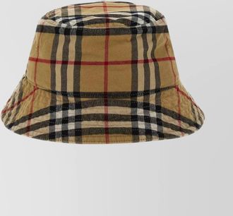 Burberry check pattern bucket hat with wide brim