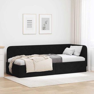 vidaXL vidaXL Cornice del letto ad angolo Nero 80 x 200 cm Tessuto