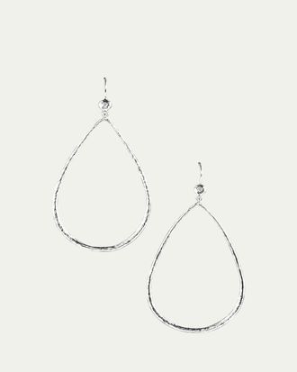 Ippolita Hammered Teardrop Earrings in Sterling Silver with Diamonds