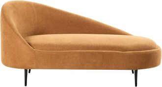 Beliani Beliani - Chaise Longue Tapicer&iacute;a De Tela De Poli&eacute;ster Patas De Metal Dise&ntilde;o Moderno Naranja Izquierdo Valreas