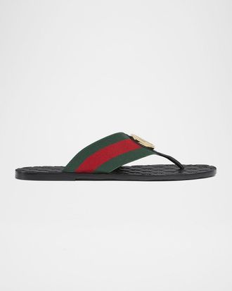 Gucci Men & apos;s Riviera Leather Thong Sandals