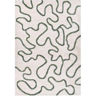 Beliani Area Rug Light Beige with Green Viscose Abstract Pattern 160 x 230 cm Modern Glam Style KAPPAR