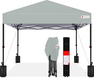 Best Choice Products 10x10ft Easy Setup Pop Up Canopy w/ 1-Button Setup, Wheeled Case, 4 Weight Bags