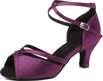 Minitoo Satin Ballroom Dance Shoe Wedding Prom Evening Sandals Pumps L350 Purple UK 7.5