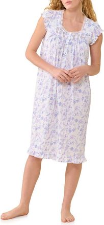 Eileen West Waltz Cotton Nightgown in Lavender Print at Nordstrom, Size X-Small