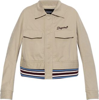 Dsquared2 The Cotton Loose-Fit Jacket - Dames - Zomerjassen - Beige - L - Katoen - Jassen