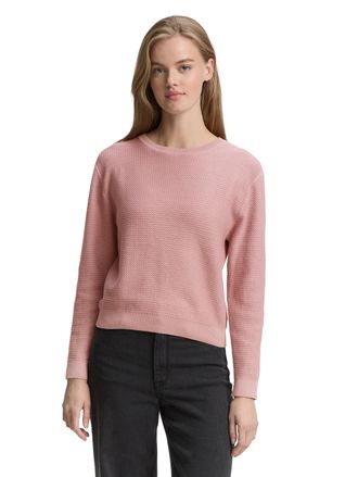Tom Tailor Denim Strickpullover TOM TAILOR DENIM, Damen, Gr. XL (42), rosa (antique rose), Strick, Obermaterial: 100% Baumwolle, unifarben, regular fit taillenbedeckt,