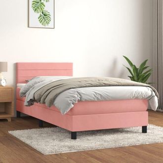 vidaXL Cama Box Spring Con Colch&oacute;n Terciopelo Rosa 90x190 Cm Vidaxl