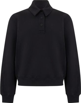 Maison Kitsun&eacute; Baby Fox Polo Sweatshirt - Dames - Sweatshirts & Hoodies - Zwart - Maat: XS Katoen