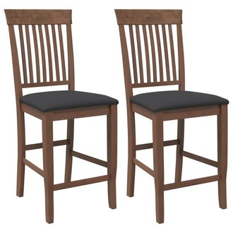 vidaXL Taburetes De Bar Con Cojines, 2 Unidades, Madera Maciza Marr&oacute;n, Goma Vidaxl