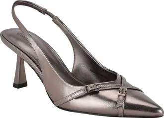 Calvin Klein Tulissa 2 Pointed Toe Slingback Pump in Pewter at Nordstrom Rack, Size 5.5