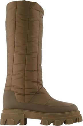 Gia Borghini Tall Puffer Boots in Khaki Poly - Dames - Hoge Laarzen - Groen - 37 EU - Katoen - Schoenen