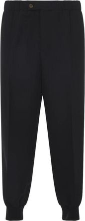 Lanvin Virgin Wool Track Pants - Heren - Sweatpants - Zwart - L - Wol - Broeken