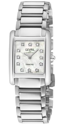 Gevril Group Womens Regina Swiss Diamond Watch, White MOP Dial, 316L SS Case, Stainless Steel Bracelet. - Silver - One Size
