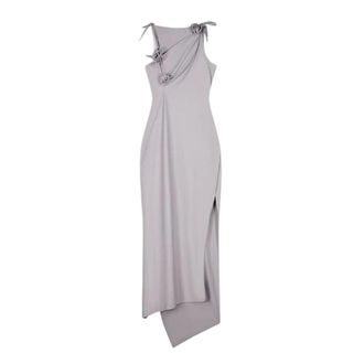 Coperni La robe de fleur - Dames - Casual kleedjes - Grijs - L - Satijn - Kleedjes