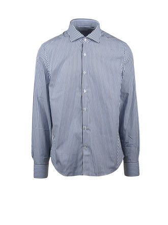 Ghirardelli Vertical Striped Cotton Shirt With Classic Collar
