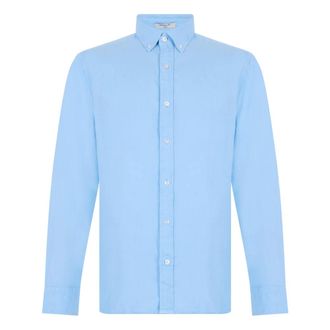 GANT Casual Shirts, male, Blue, Size: M Regular Fit Garment-Dyed Linen Shirt