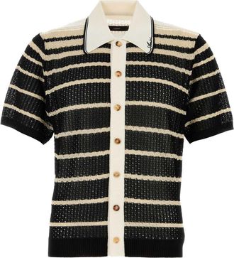 Amiri Mens Embroidered Crochet Cardigan - Black viscose - Size X-Large