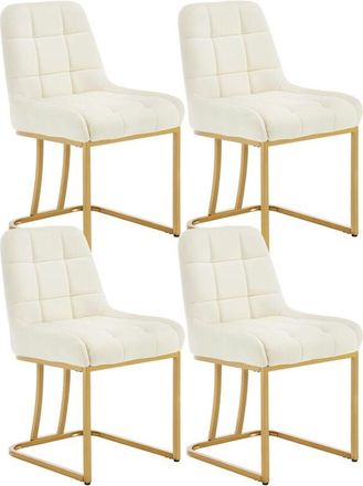 Woltu Woltu - 4x Sillas Modernas De Terciopelo Para Comedor, Sal&oacute;n, Cocina, Asiento, Crema