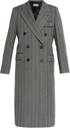 Ferragamo Wollen jas met een visgraatmotief - Dames - Mantel - Grijs - XS - Wol - Jassen