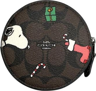 Coach Black Brown Pvc Leather Coin Purse/Coin Case (Pre-Owned)