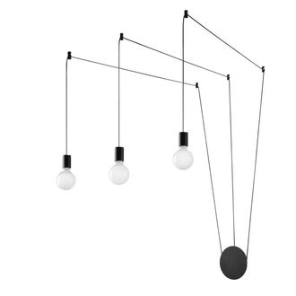Luce-Ambiente-Design Plaf&oacute;n Habitat con cables negros ajustables tres puntos de luz