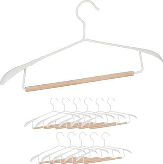 OEM Tienda Gianno - Juego De 12 Perchas Blancas De Madera Con Hombros Anchos Y Barra Para Pantalones