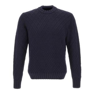 FILIPPO DE LAURENTIIS G.Collo ML Sweater - Heren - Ronde hals truien - Blauw - L - Wol - Truien & Vesten
