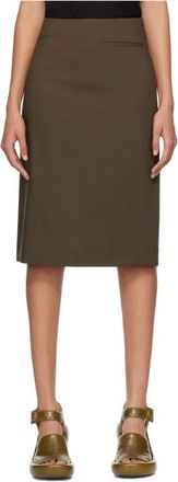 R&oacute;he Khaki kokerrok met elegante details - Dames - Kokerrokken - Bruin - 2XS - Wol - Rokken