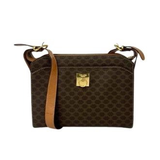 Celine Pre-owned Cross Body Bags, female, Brown, Size: ONE SIZE Pre-owned Macadam Leather Shoulder Bag