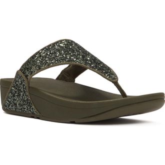 FitFlop Lulu Multi Tonal Glitter Toe Post Sandals in Deep Olive at Nordstrom, Size 11