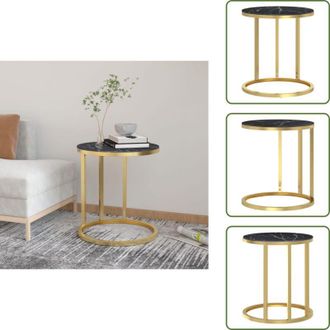 Les Tendances Tavolino oro e marmo nero - vidaXL Tavolino Oro e Marmo Nero 45 cm in Vetro Temperato