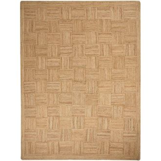 Beliani Tappeto di iuta intrecciata naturale in stile boho a quadri 300 x 400 cm Beige Esentepe