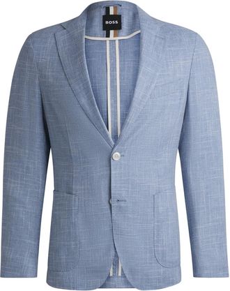 BOSS single-breasted blazer - men - Linen/Flax/Polyester/Cotton/Virgin Wool/Viscose/Cotton - 50 - Blue