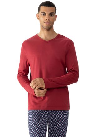 Mey Langarmshirt MEY Solid Night, Herren, Gr. M, rot (true rot), Jersey, Obermaterial: 100% Baumwolle, bequem h&uuml;ftbedeckend, V-Ausschnitt, Shirts Langarms