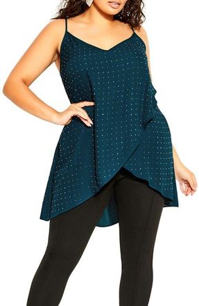 City Chic Embellished High-Low Camisole in Emerald at Nordstrom