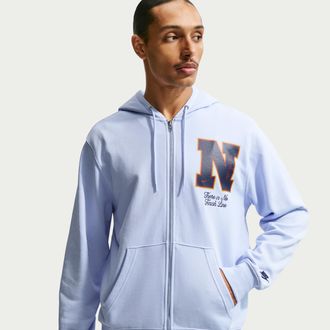 Nike Mens Nike Sportswear Club French Terry Full-Zip Hoodie in Blue | IF0677-407