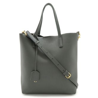 Saint Laurent Gray Leather Tote Bag (Pre-Owned)