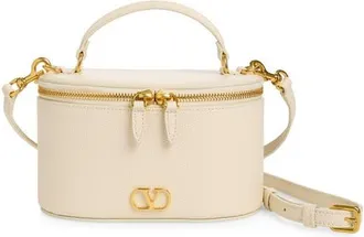 Valentino Garavani VLOGO Signature Leather Vanity Case in Light Ivory at Nordstrom